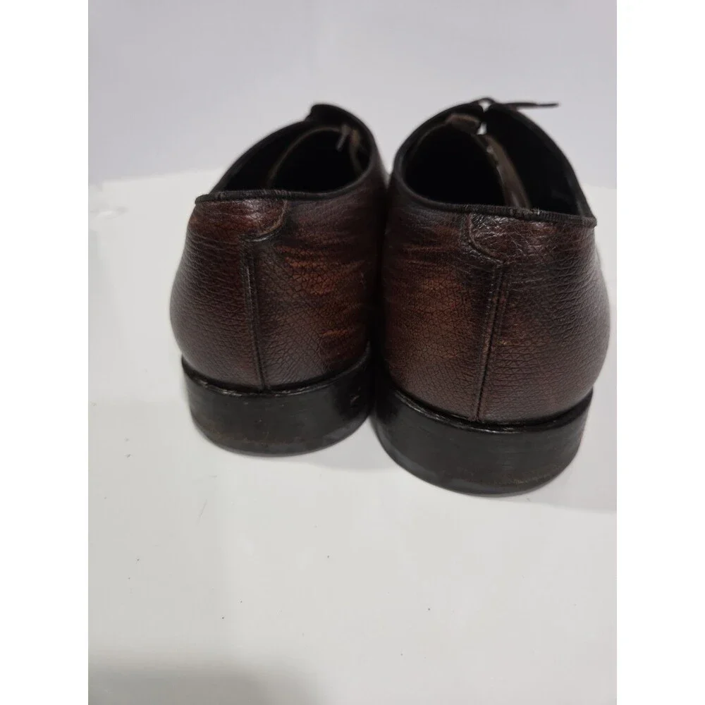 Salvatore Ferragamo Studio Brown Pebbled Leather Oxford Lace-Up Shoes 9 SB7